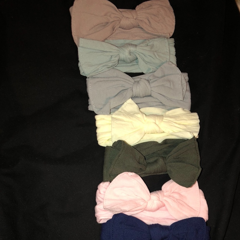 10 PK baby girl never worn Nylon elastic headbands